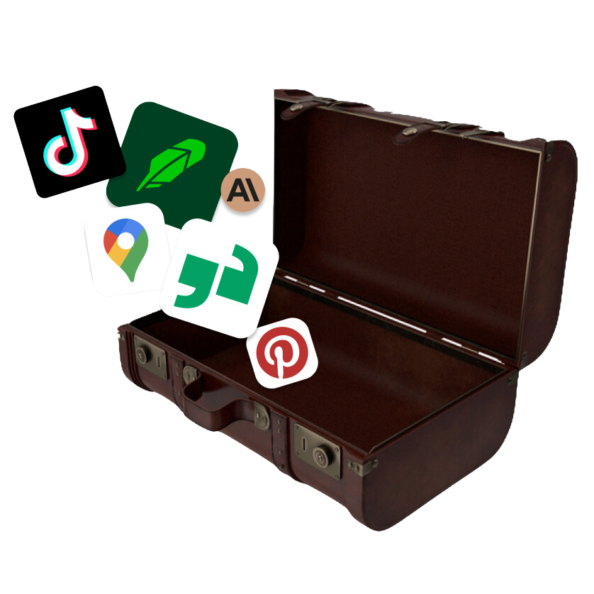 Open Suitcase with Icons